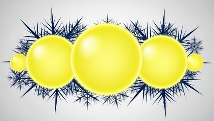Abstract Yellow Spheres with Dark Blue Spiky Elements.