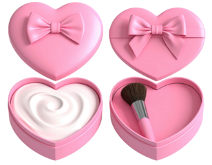 Pink heart boxes one filled cream, one brush inside
