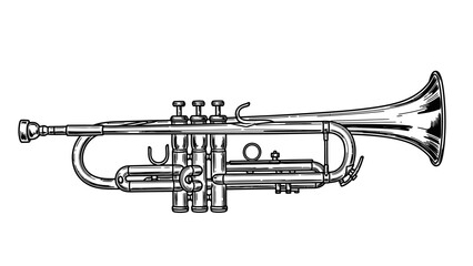 Obraz premium Classic Brass Trumpet Musical Instrument on Isolated White Background