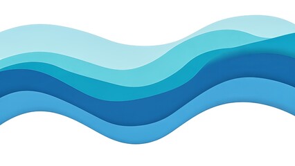 Fototapeta premium Blue Wavy Layers on White Background.