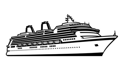 Obraz premium Large Cruise Ship Traveling on Water, Luxury Ocean Liner for Vacation, isolated white background