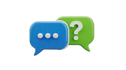 Fototapeta premium 3D Speech Bubbles with Question Mark and Dots on transparent background