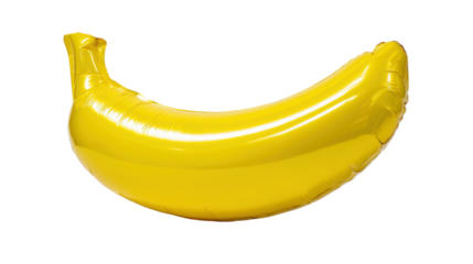 Banana shaped foil balloon with shiny yellow surface for celebrations and tropical party themes