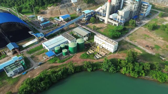 Modern industrial complex showcasing large-scale energy production infrastructure by tranquil