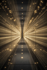 Obraz premium 抽象的な光のイルミネーションと鏡張りの迷宮