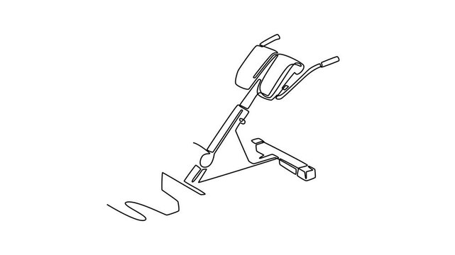 Sturdy gym equipment. Gym Property concept. Single line draw design. Full length animation illustration. High quality 4k footage