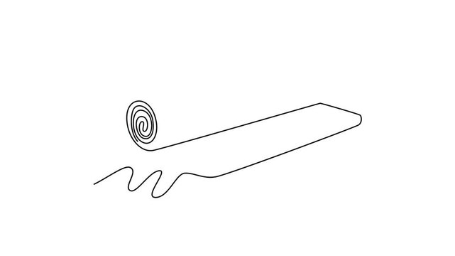 yoga mat. Gym Property concept. Single line draw design. Full length animation illustration. High quality 4k footage