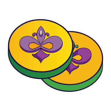 Vibrant Mardi Gras dublooms shimmer with green, purple, and gold, celebrating festive parades, music, and joy, perfect for carnival spirit and lively d&eacute;cor.
