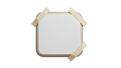 Blank rounded square frame with tape and layers on transparent background