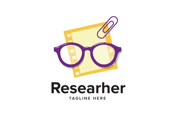 Eyeglasses with Film Strip Researcher Concept Vector logo template