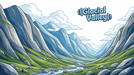 glacial valley shaped by ancient ice features smooth U-shaped slopes, alpine terrain, and a cold, expansive mountain environment © Evan