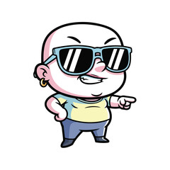 Obraz premium Cool Chibi Streetwear Boy with Sunglasses