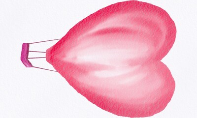 Watercolor Heart Hot Air Ballon Paper Texture Clipart
