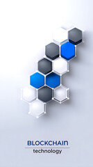 Fototapeta premium Modern Blockchain Technology Concept with Blue and Grey Hexagonal Grid.