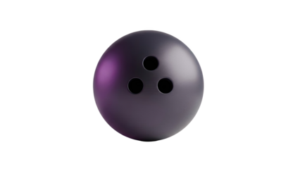 3D Dark Purple Bowling Ball with Three Finger Holes on transparent background