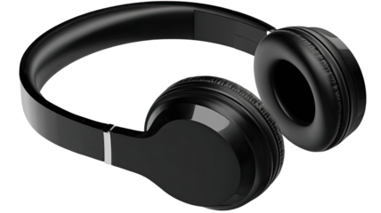 Professional black studio headphones with an integrated microphone isolated on a white background for high-quality audio equipment and music entertainment technology