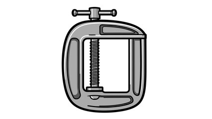 Metal C clamp tool isolated on white.