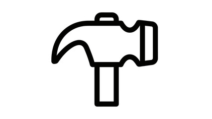 Simple Black Line Drawing of Hammer.
