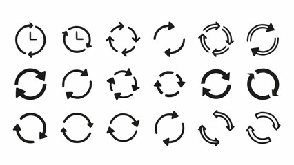 Naklejka premium Collection of Circular Arrow Icons for Refresh and Rotation.