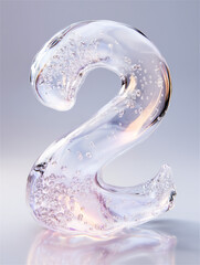 虹の煌めくジェル素材の３DCGテキストの「2」