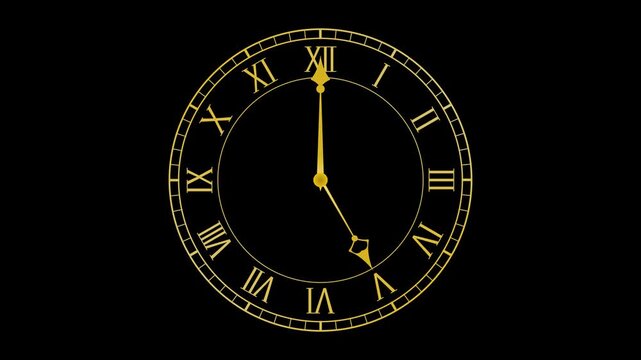 アナログ時計が12時間を刻むループアニメーション