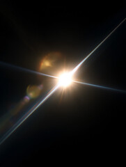 斜めに走る光の線と中央の丸いスパークの光
