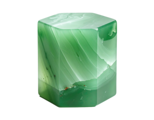 Green hexagonal prism, translucent with internal swirls