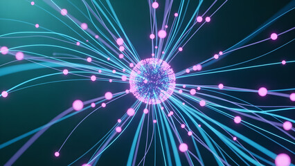 Digital Technology Data Network Abstract Glowing Blue Pink