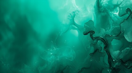 Vibrant emerald green abstract background with dynamic swirl patterns, luminous accents, and soft shadowing, creating a sense of movement and richness, clean modern composition