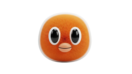 3D Cute orange cartoon chick character face on transparent background
