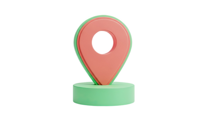 3D Map Pin Location Icon on a Green Stand on transparent background