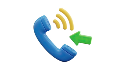 Incoming Call Icon with Arrow on transparent background