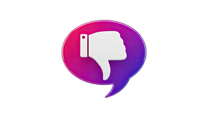 Fototapeta premium 3D Thumbs Down Icon in Speech Bubble on transparent background