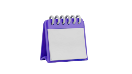 3D Purple 3D Desk Calendar with Blank Pages on transparent background