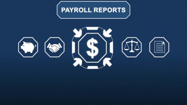 Payroll financial technology automation with payroll reports for online salary management, employee compensation and digital business finance concept.