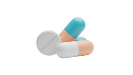 3D Medicine pills and capsules transparent background