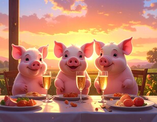 cheers with the pigs
