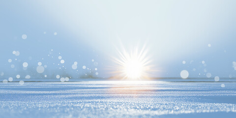 冬の光が差し込む雪原　静けさを感じる背景素材