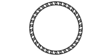 Naklejka premium Greek black and white style border frame circle frame with seamless vector illustration