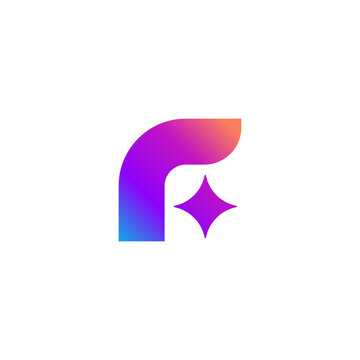 Letter F minimalist with sparkle logo. simple icon