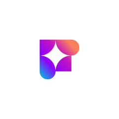 Letter F with sparkle logo icon design minimalist