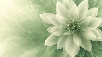 Abstract Green Floral Pattern with Soft Light and Delicate Petals for Artistic and Decorative Uses