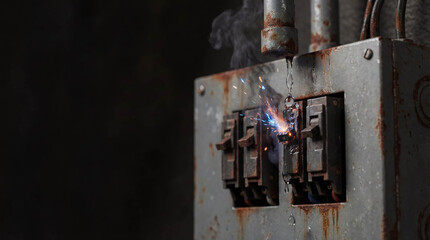 Water leaking into electrical panel breaker box danger house maintenance problem repair emergency accident fire hazard insurance claim home safety background