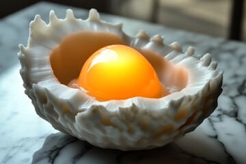Fresh Soft-boiled Egg in White Shell on Marble Surface