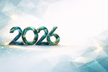 2026 Low Poly Geometric Numbers With Modern Abstract Background and Copy Space