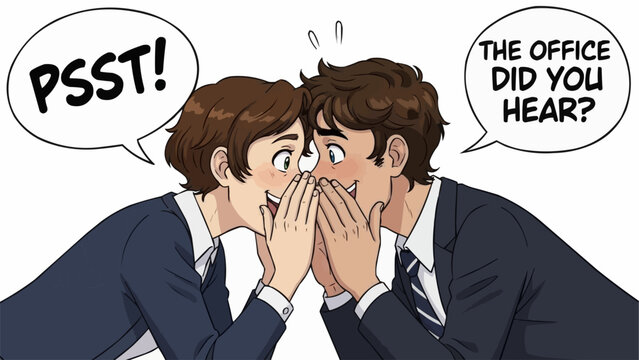 Two men in suits whispering secrets in the office. - Powered by Adobe