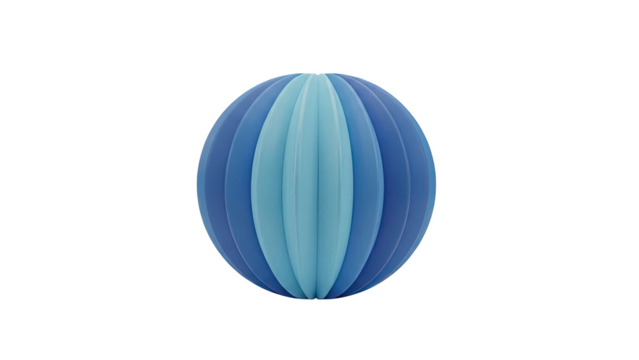 3D Blue striped spherical object on transparent background - Powered by Adobe