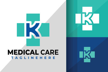 Letter K Medical Care Logo Design Element Stock Vector Illustration Template