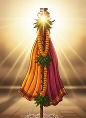 Idul Fitri Greeting Card Design Ketupat and Islamic Lanterns Vector