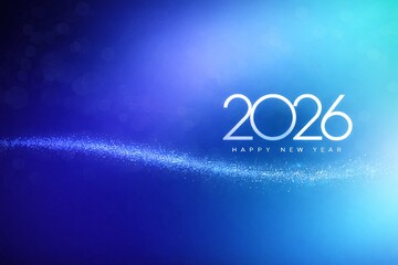 Minimal 2026 New Year Banner With Blue Gradient Background and Copy Space